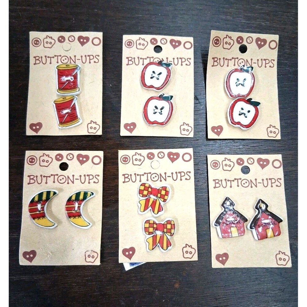 NEW Vintage Lot of 12 Ceramic Sewing Themed Buttons Westrim Crafts "Button-Ups"